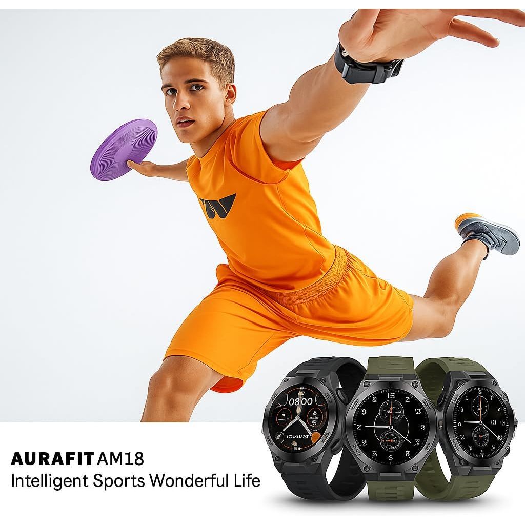 Smartwatch AURAFIT AM18 com pulseiras preta e verde