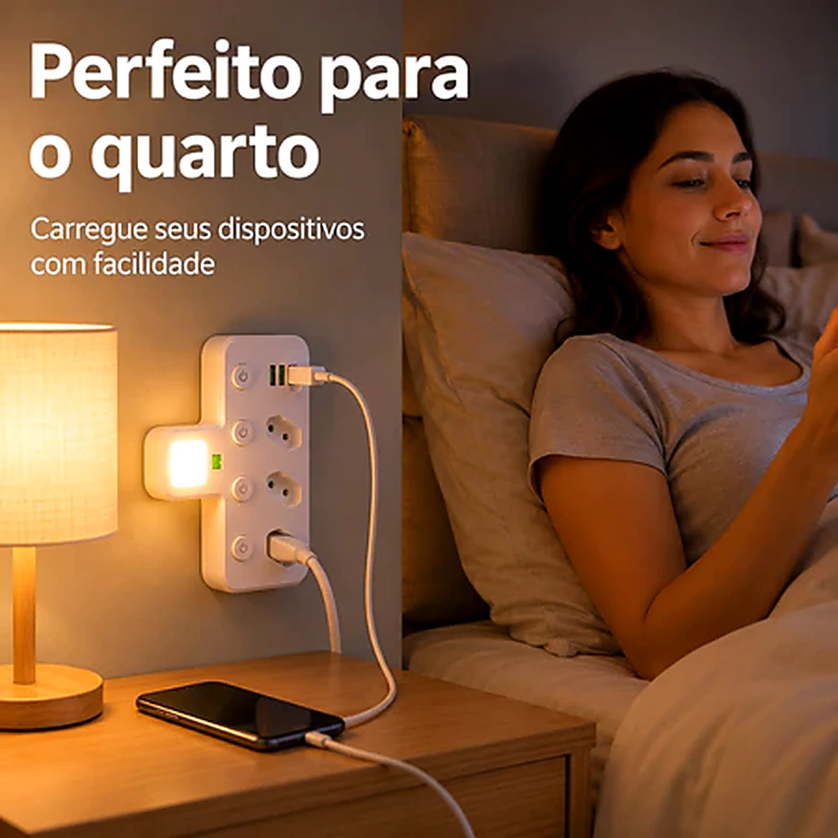 Extensão inteligente 6 em 1 com até 2500W e material antichamas